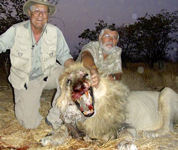 Burger Oelofsen proprietor of Etosha View and custodian of a herd of Black Rhino, Burgers 10000 hectare farm extends into the Etosha pan and boasts some of the largest Kudu and Gemsbok in the region. Burger is known to many already following the attack by his ostriches, but Burger is an accomplished hunter in his own right as this picture clearly shows.